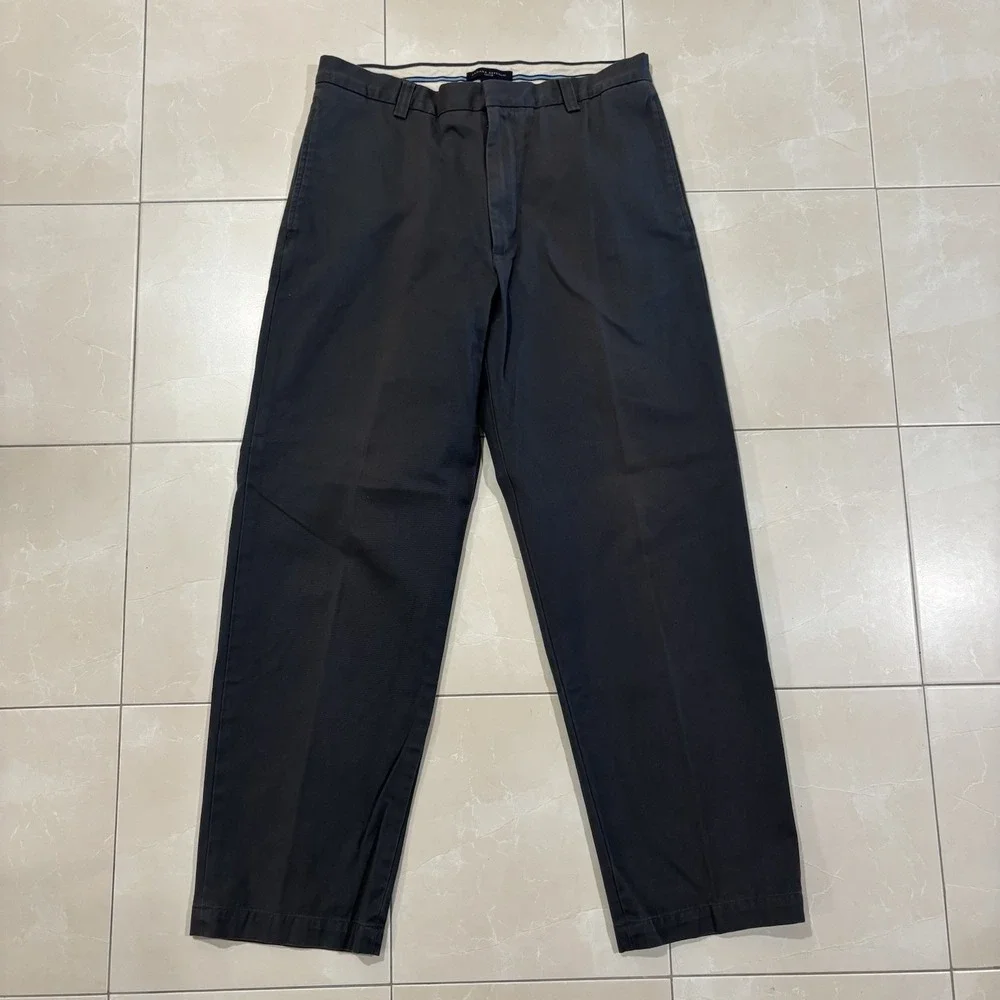 Banana Republic Men's Gavin Chino Pants Gray 33x30 Cotton Pleated Trousers Dress